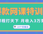 爆款网课特训营,一套课程打天下,网课变现的10个实操法,月收入3万到10万-16888副业资讯