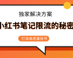 小红书笔记限流的秘密,被限流的笔记独家解决方案,打造高质量账号(共3节视频)-16888副业资讯