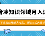 抖音冷知识领域月入过万项目,不适宜公开解决方案 ,抖音赚钱方式大解析!-16888副业资讯