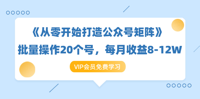 《从零开始打造公众号矩阵》批量操作20个号，每月收益大概8-12W（44节课）-16888副业资讯