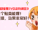 《小红书超级暴力引流特训营》随便发个贴变能爆,详细实操,效果非常好!-16888副业资讯