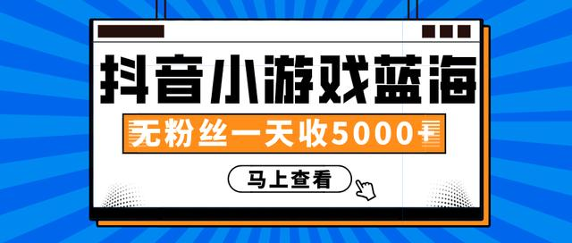 赚钱计划：抖音小游戏蓝海项目，无粉丝一天收入5000+-16888副业资讯