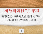 树敌研习社7月课程:破不适宜+零粉万人直播间卡广场+团队赚佣16W美女号套路-16888副业资讯