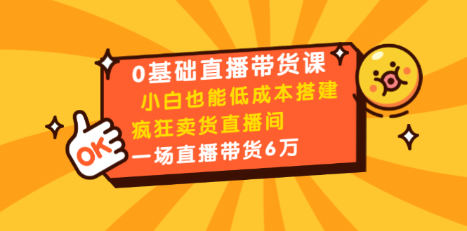 0基础直播带货课：小白也能低成本搭建疯狂卖货直播间：1场直播带货6万-16888副业资讯