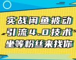 实战闲鱼被动引流4.0技术,坐等粉丝来找你,实操演示日加200+精准粉-16888副业资讯