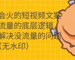 只说话就会火的短视频文案课，从根本上解决没流量的问题-16888副业资讯