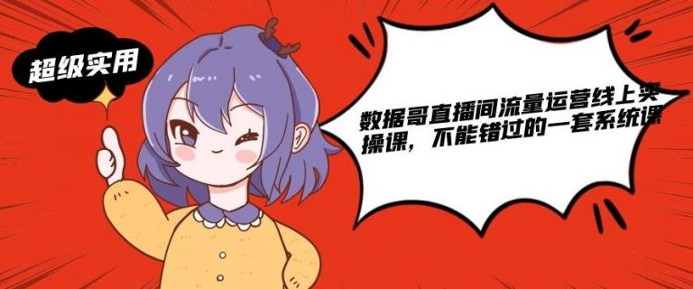 数据哥直播间流量运营线上实操课，不能错过的一套系统课-16888副业资讯