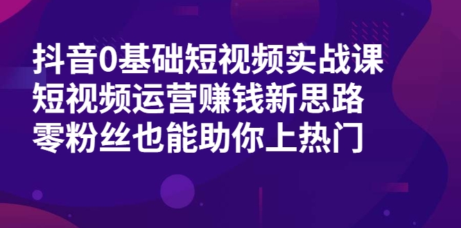 抖音0基础短视频实战课，短视频运营赚钱新思路，零粉丝也能助你上热门-16888副业资讯