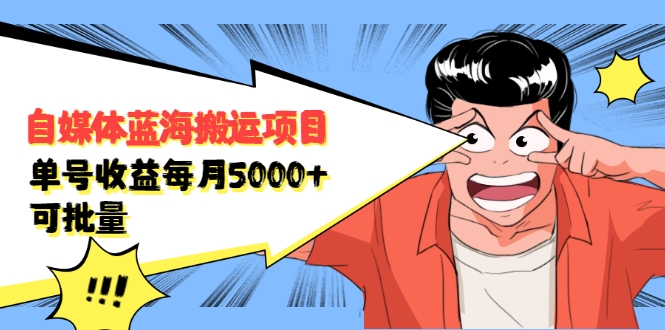 自媒体蓝海搬运项目：单号收益每月基本都可以达到5000+，可批量-16888副业资讯