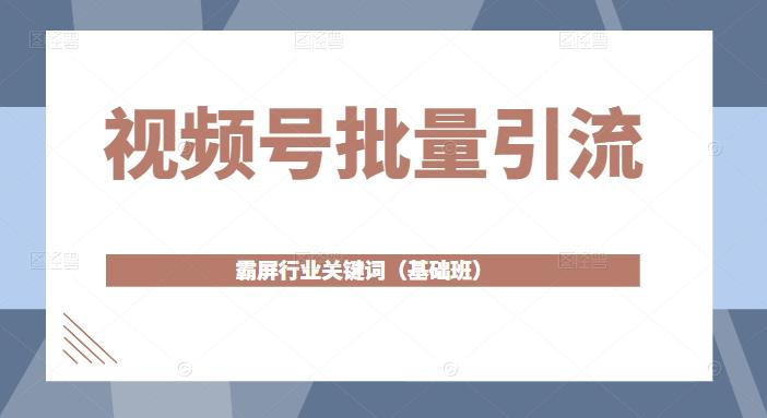 视频号批量引流，霸屏行业关键词（基础班）全面系统讲解视频号玩法-16888副业资讯
