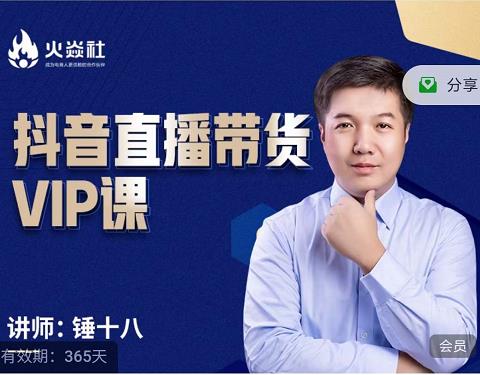 锤十八-抖音直播带货VIP课，专注直播带货有效盈利模式-16888副业资讯