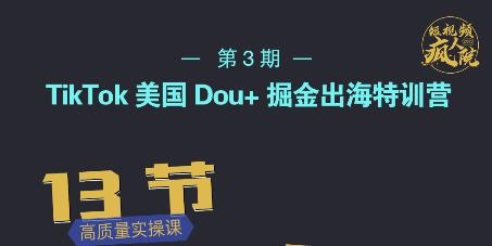 TikTok美国Dou+掘金出海特训营，美国dou+成功投放95%-16888副业资讯