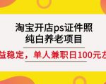 淘宝开店ps证件照,纯白养老项目,单人兼职稳定日100元(教程+软件+素材)-16888副业资讯