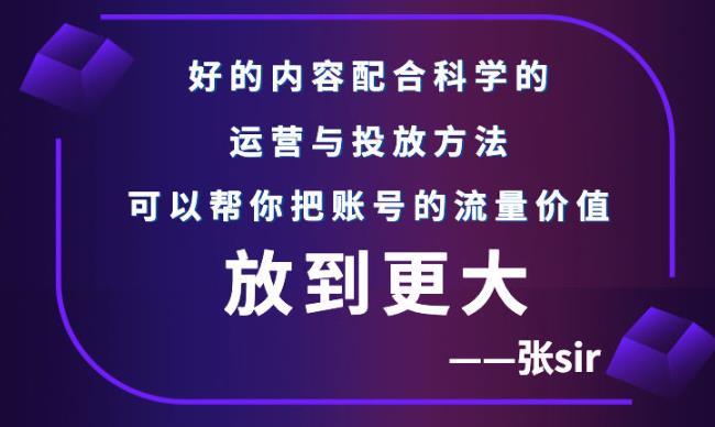 张sir账号流量增长课，告别海王流量，让你的流量更精准-16888副业资讯