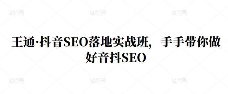 王通·抖音SEO落地实战班，手‬手带你做好音抖‬‬SEO-16888副业资讯