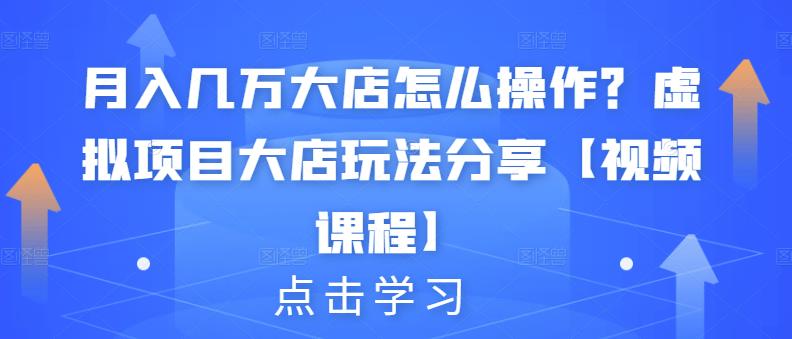 月入几万大店怎么操作？虚拟项目大店玩法分享【视频课程】-16888副业资讯