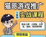 猫哥·游戏推广实战课程,单视频收益达6位数,从0到1成为优质游戏达人-16888副业资讯