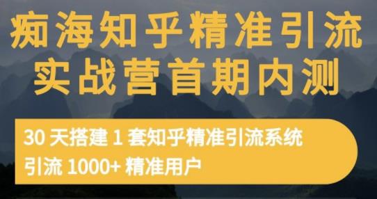痴海知乎精准引流实战营1-2期，30天搭建1套知乎精准引流系统，引流1000+精准用户-16888副业资讯