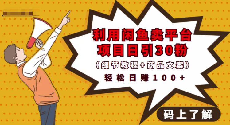 利用闲鱼卖平台项目课程资源日引流30+精准粉丝，轻松日赚100+，积累人脉可实现二次变-16888副业资讯