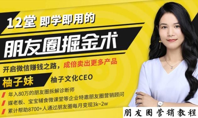 【营销必学】12堂学之即用的朋友圈掘金术：开启你的副业赚钱之路-16888副业资讯