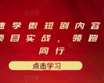 10堂速学微短剧内容制作标准与项目实战,领跑80%同行-16888副业资讯