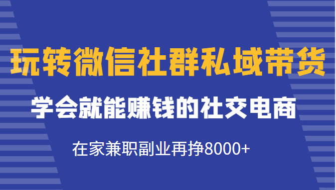 玩转微信社群私域带货，学会就能赚钱的社交电商，在家兼职副业再挣8000+-16888副业资讯