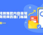 带货短视频爆款内容策划，关于电商视频的独门秘籍（价值499元）-16888副业资讯