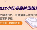 2022小红书高阶训练营：爆文制造技巧，低预算高roi投放技巧，内容营销思维-16888副业资讯