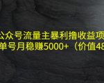 公众号流量主暴利撸收益项目,单人单号月稳赚5000+(价值480元)-16888副业资讯