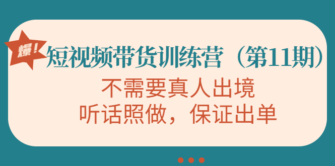 视频带货训练营，不需要真人出境，听话照做，保证出单（第11期）-16888副业资讯