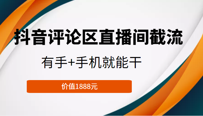 抖音评论区直播间截流，有手+手机就能干，门槛极低，模式可大量复制（价值1888元）-16888副业资讯