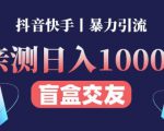 日收益1000+的交友盲盒副业丨有手就行的抖音快手暴力引流-16888副业资讯