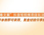 “毒文案”抖音短视频项目玩法，小程序拿图即可变现，复盘经验分享给大家-16888副业资讯