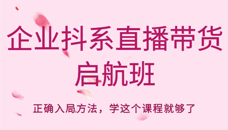 企业抖系直播带货启航班，正确入局方法，学这个课程就够了-16888副业资讯