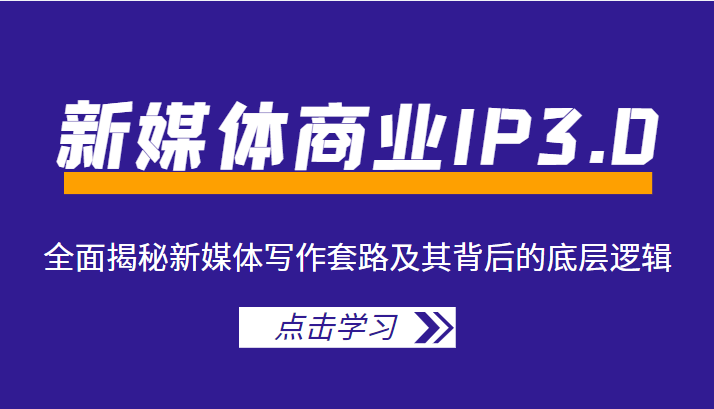 新媒体商业IP3.0，全面揭秘新媒体写作套路及其背后的底层逻辑（价值1299元）-16888副业资讯