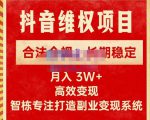 新版抖音维权项目每单利润1000+，合法合规，长期稳定，月入3W+价值1999元-16888副业资讯