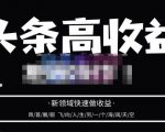 头条高收益批量操作,2023新领域快速做收益,头条号零基础轻松上手-16888副业资讯