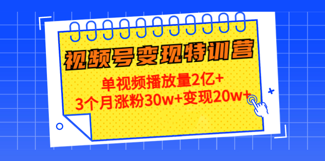 21天视频号变现特训营：单视频播放量2亿+3个月涨粉30w+变现20w+（第14期）-16888副业资讯