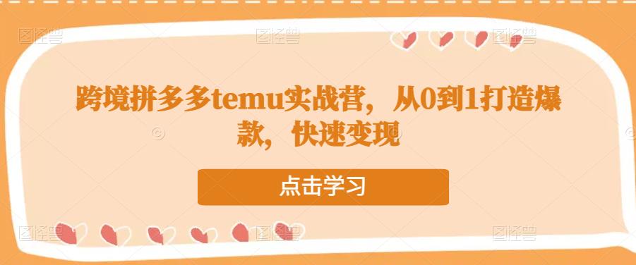 跨境拼多多temu实战营，从0到1打造爆款，快速变现-16888副业资讯