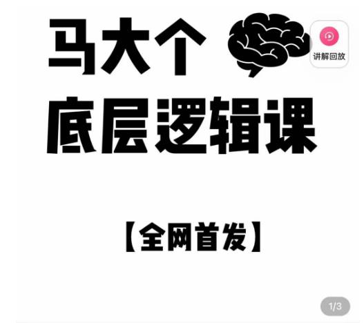 马大个·底层逻辑课，51节底层逻辑智慧课-价值1980元-16888副业资讯