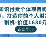 知识付费个体项目孵化器，打造你的个人财富收割机-价值1680元-16888副业资讯