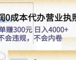 高利润0成本代办营业执照项目:一单赚300元日入4000+不会违规,不会内卷-16888副业资讯