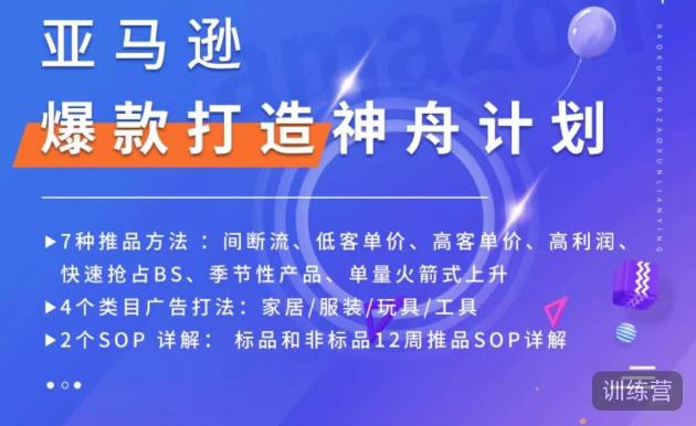 亚马逊爆款打造神舟计划，​7种推品方法，4个类目广告打法，2个SOP详解-16888副业资讯