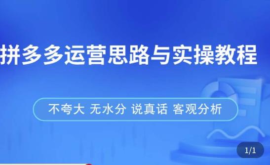 拼多多店铺运营思路与实操教程，快速学会拼多多开店和运营，少踩坑，多盈利-16888副业资讯