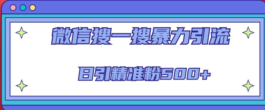 微信搜一搜引流全系列课程，日引精准粉500+（8节课）-16888副业资讯