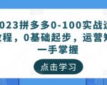 2023拼多多0-100实战运营教程,0基础起步,运营知识一手掌握-16888副业资讯