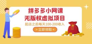 黄岛主·拼多多小网课无版权虚拟项目分享课：起店之后每天100-200收入-16888副业资讯