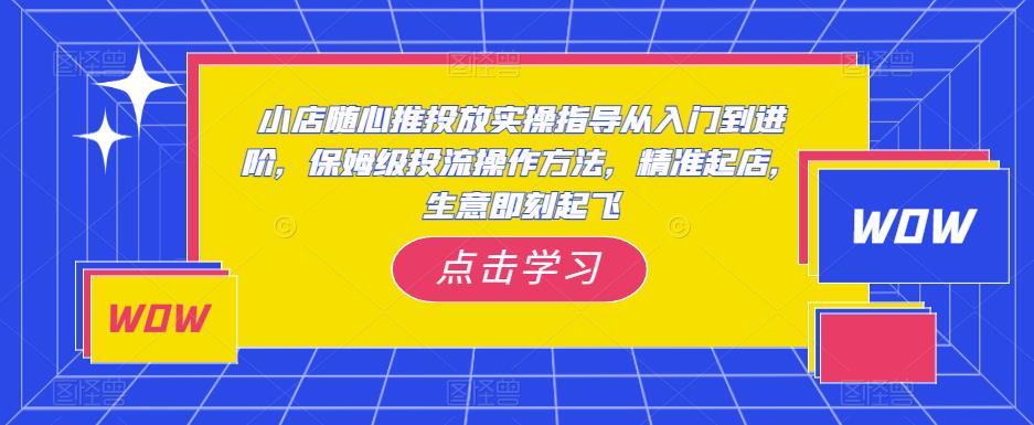 小店随心推投放实操指导从入门到进阶，保姆级投流操作方法，精准起店，生意即刻起飞-16888副业资讯