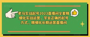 老马实战起号2023直播间全套精细化实战运营，学会正确的起号方式，精细化长期运营直播间-16888副业资讯
