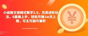 小说推文保姆式教学2.0，另类进阶玩法，0基础上手，轻松月撸1w无上限，可主可副可兼职-16888副业资讯